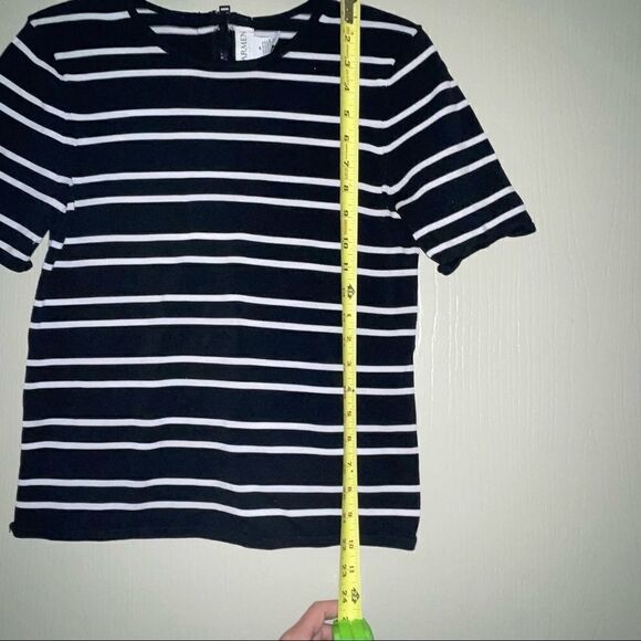 CARMEN MARC VALVO Striped Zipper Pullover black/white sz Med - Picture 5 of 6